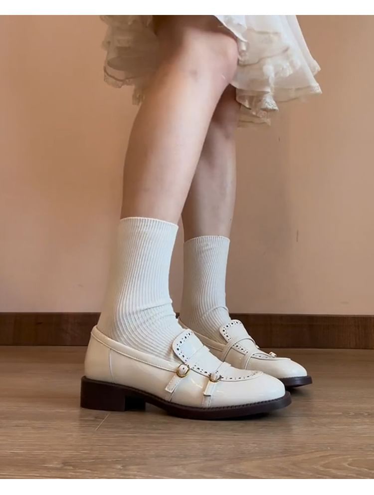 Leather Heel Loafers Faux Low