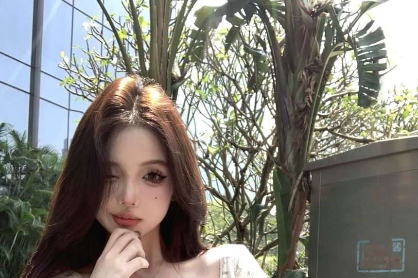 Bow Cap Print Scoop Neck T-Shirt Cartoon Crop Sleeve