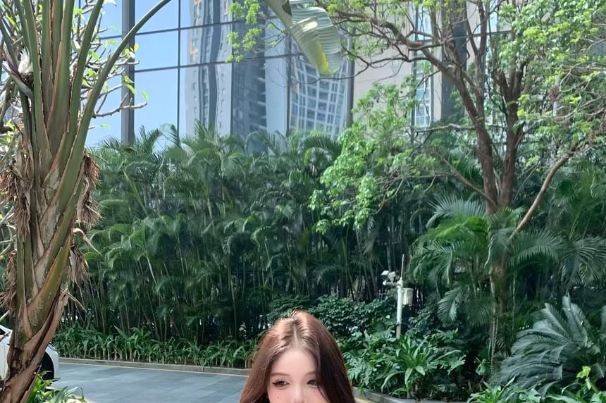 Bow Cap Print Scoop Neck T-Shirt Cartoon Crop Sleeve