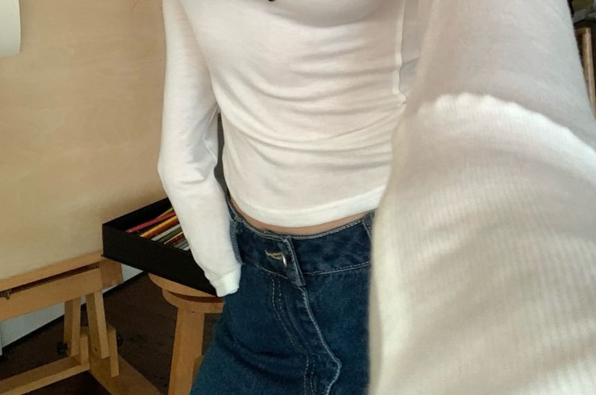 Plain Studded Deep Sleeve Tee Plunge Short