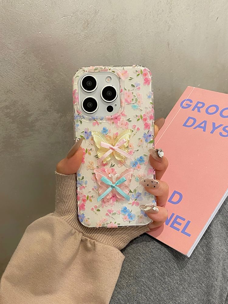 Set Adhesive Case Floral Phone Ribbon / Decoration Strap