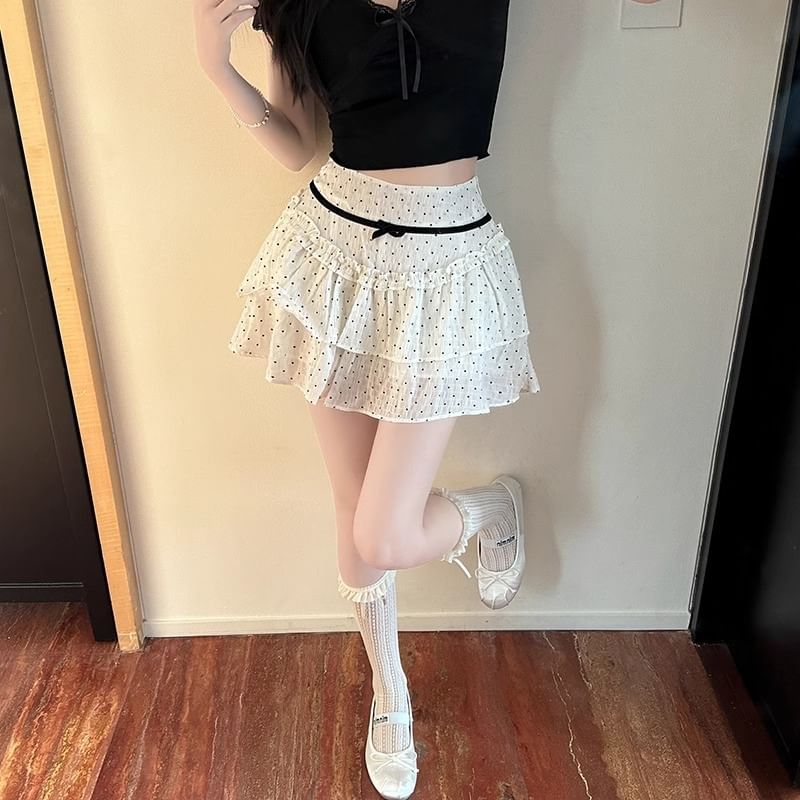 Rise Skirt High Dotted A-Line Mini