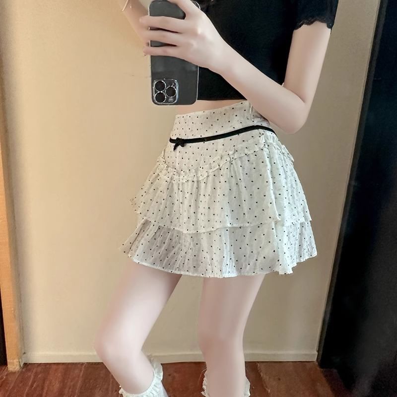 Rise Skirt High Dotted A-Line Mini