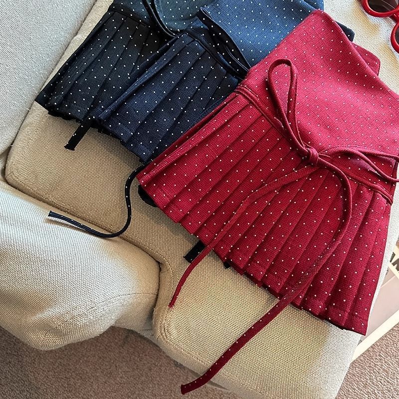 Mini Skirt Dotted Rise A-Line High Pleated