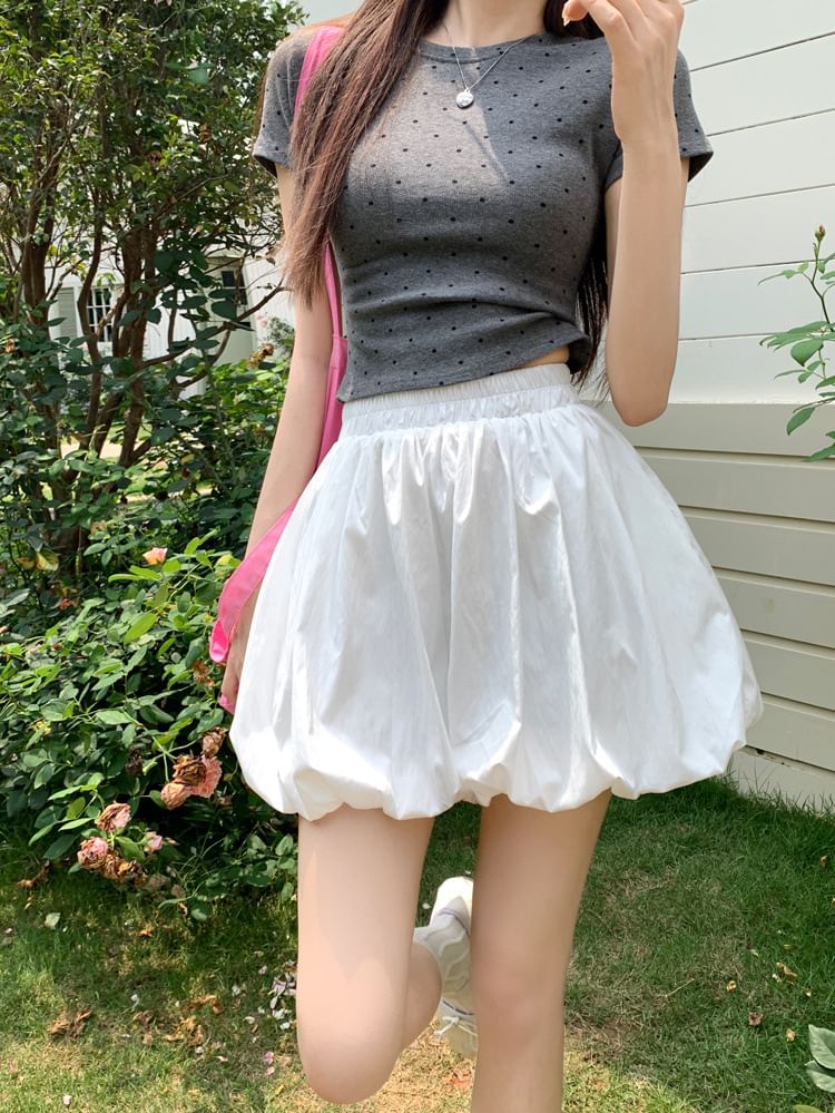 Plain Bubble High Shorts Waist
