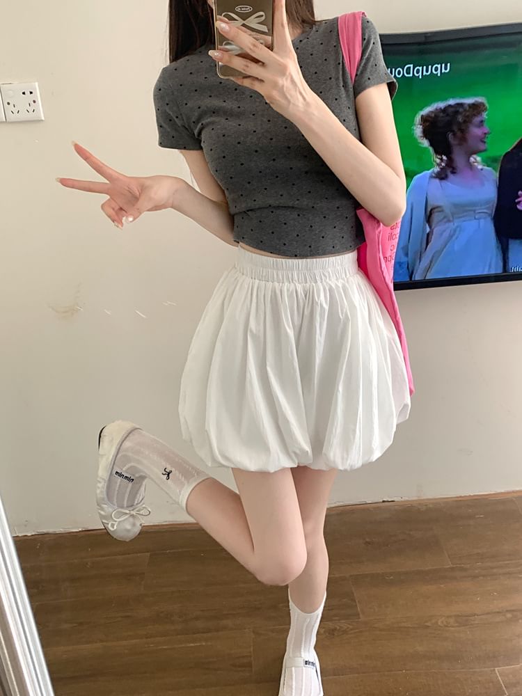 Plain Bubble High Shorts Waist