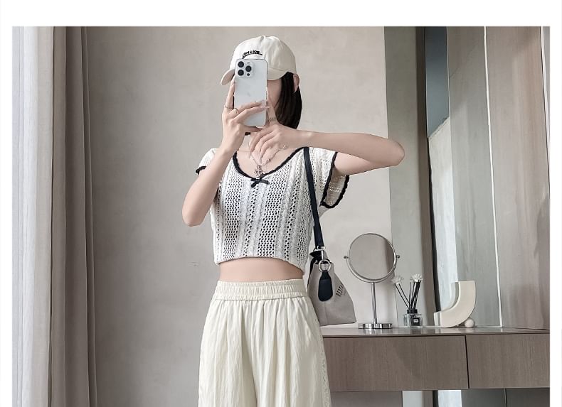 High Rise Panel Leg Wide Lace Pants