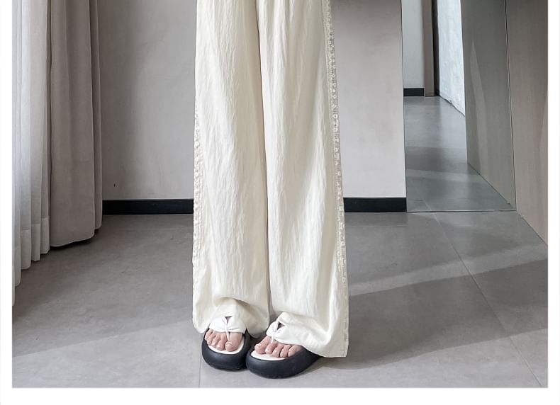 High Rise Panel Leg Wide Lace Pants