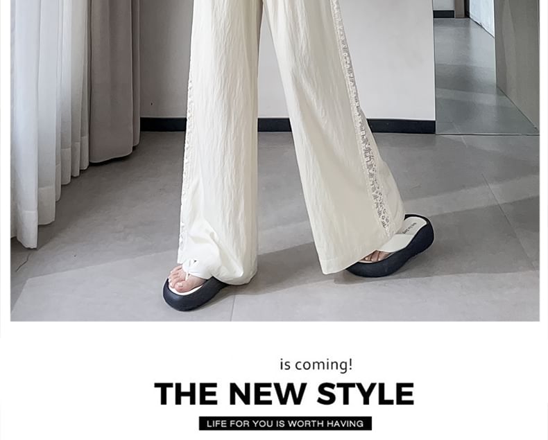 High Rise Panel Leg Wide Lace Pants