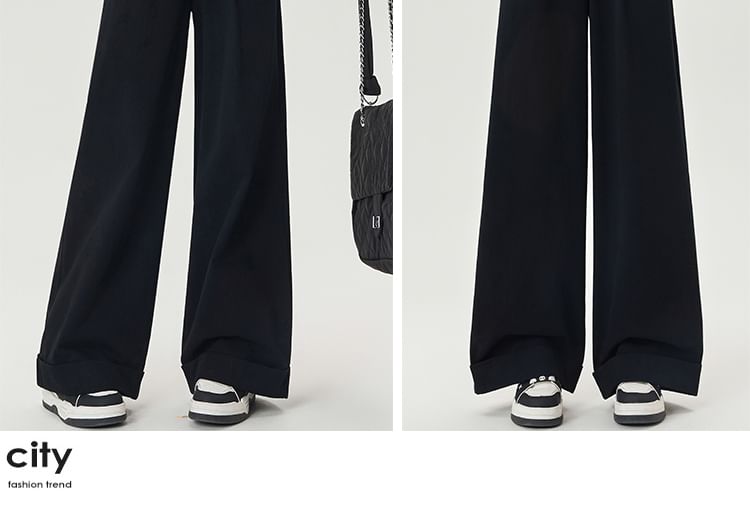 High Dress Wide Plain Pants Leg Waist