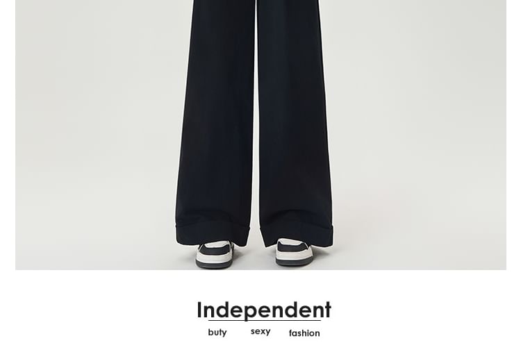 High Dress Wide Plain Pants Leg Waist