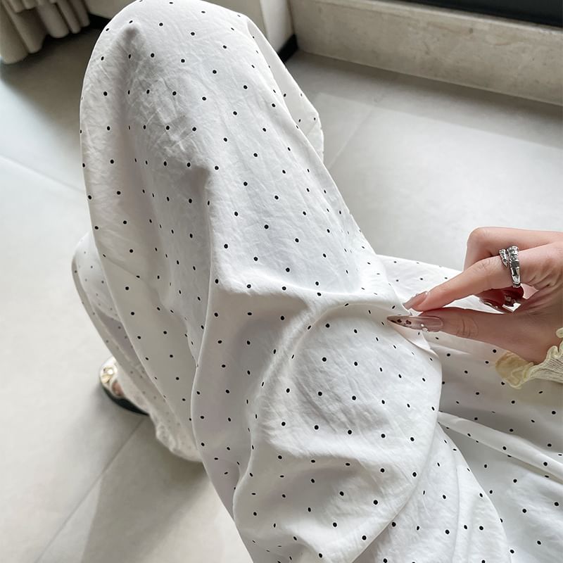 (Various Waist Leg Dotted Designs) Pants Wide High