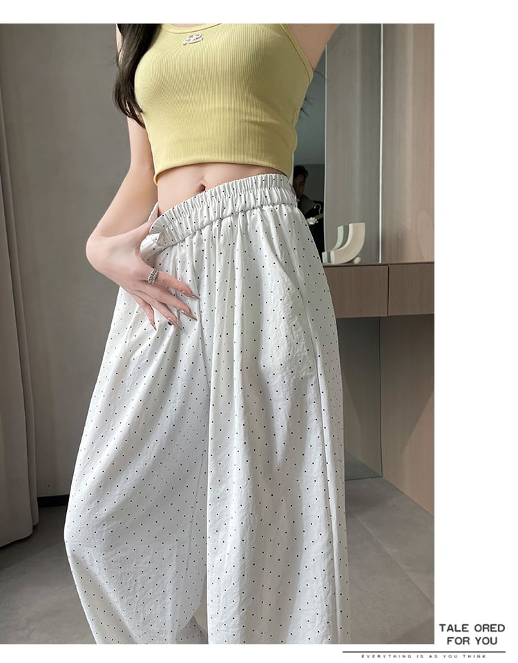 (Various Waist Leg Dotted Designs) Pants Wide High