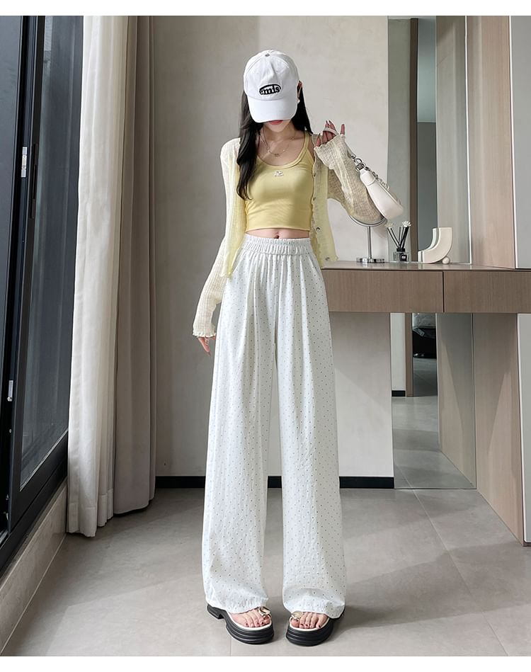 (Various Waist Leg Dotted Designs) Pants Wide High