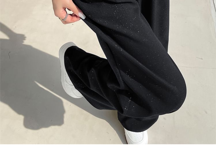 Glitter Panel Leg High Rise Slacks Designs) Lace (Various Wide