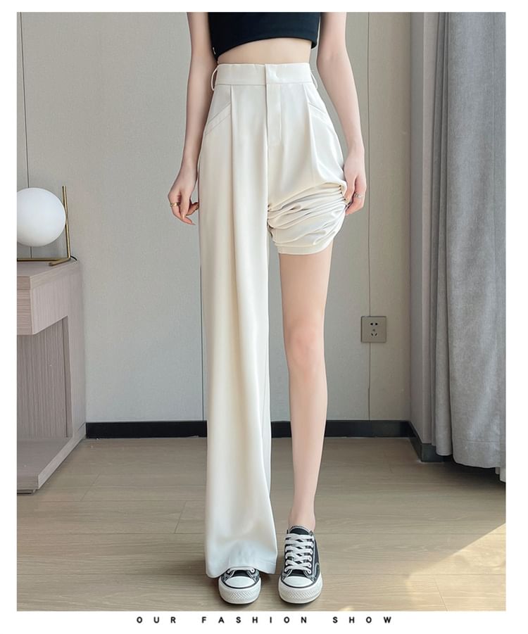 Leg Designs) High Rise (Various Pants Suit Wide Plain