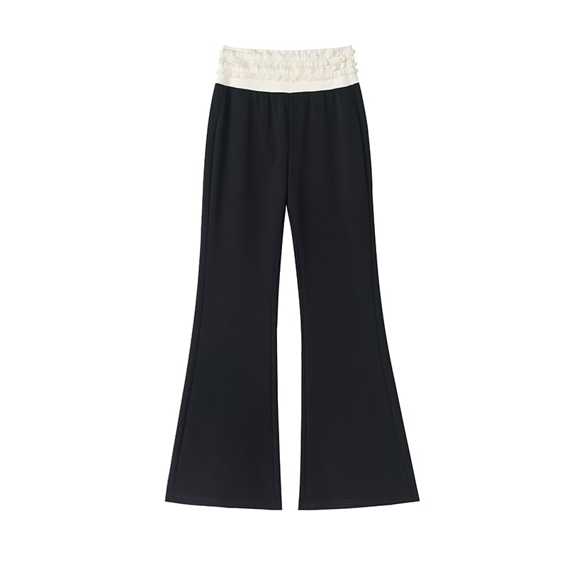 Two Flared Tone (Various Trim Pants Designs) Rise High Frill