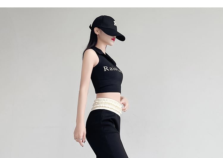 Two Flared Tone (Various Trim Pants Designs) Rise High Frill