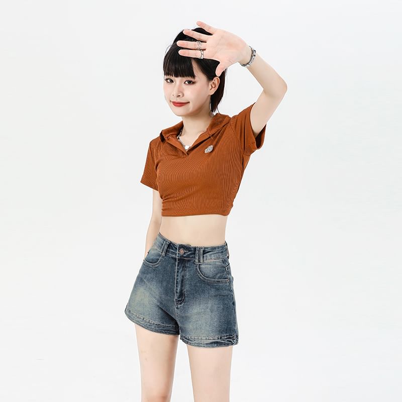 Denim Pants Waist Hot Washed High