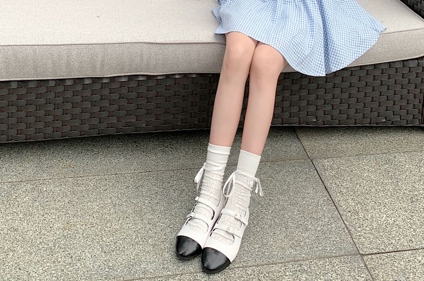 / Puff-Sleeve Mini A-Line Bow Dress Gingham Kerchief