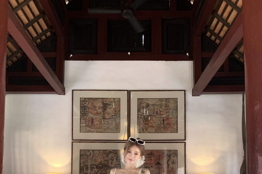 Peplum Top Skirt Maxi Camisole / Trim A-Line Waist Plain High Lace