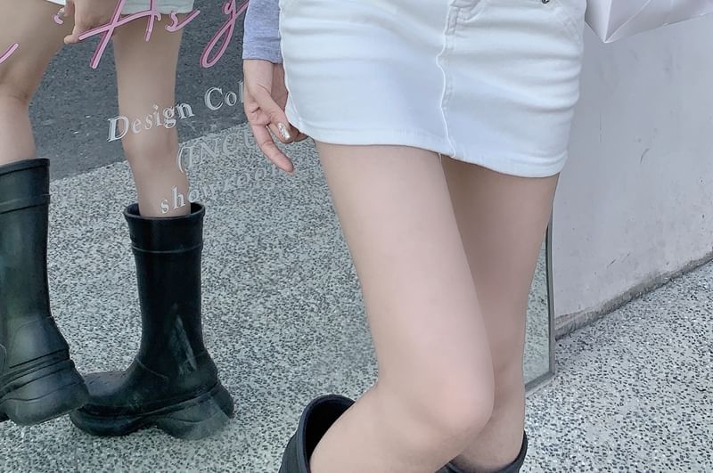 Pencil Skirt Mini Rise High Denim