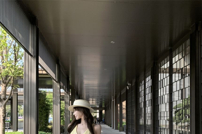 Sleeveless V-Neck Sundress Floral Midi