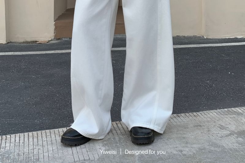 Waist Jeans Leg Wide Low Washed