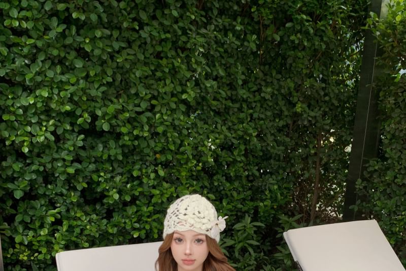 Rise High Flower Pencil Detail Halter Skirt Neck / Mini Floral Top Scoop Plain