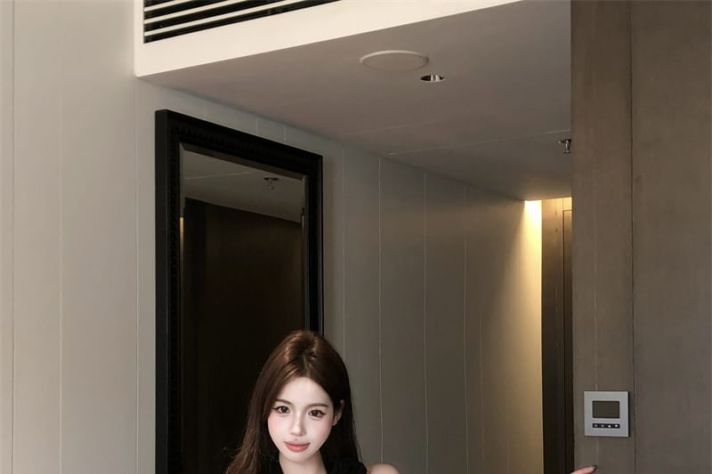 Mini Dress Bodycon One-Shoulder Plain