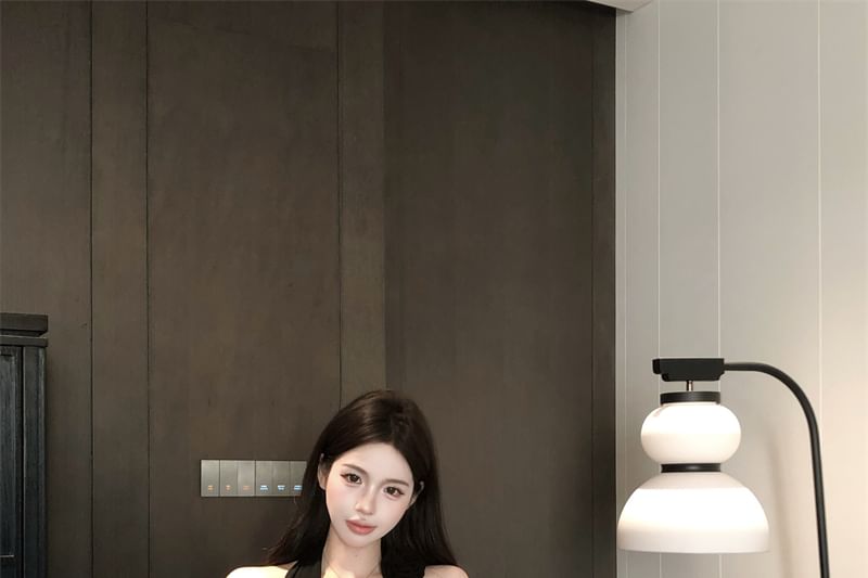 Mini Dress Bodycon One-Shoulder Plain