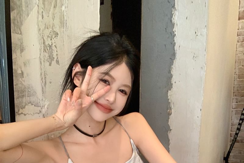 Wide Tie Cropped Top Waist Neck Drawstring Pants Leg Scoop Dye / Camisole