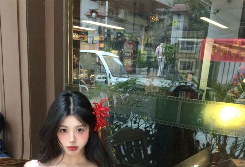 Plaid Spaghetti Dress Mini Trim Lace Bow Strap Bodycon