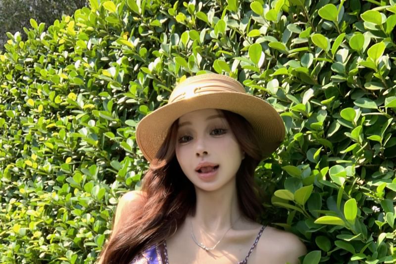 Top Camisole Peplum Print V-Neck Paisley