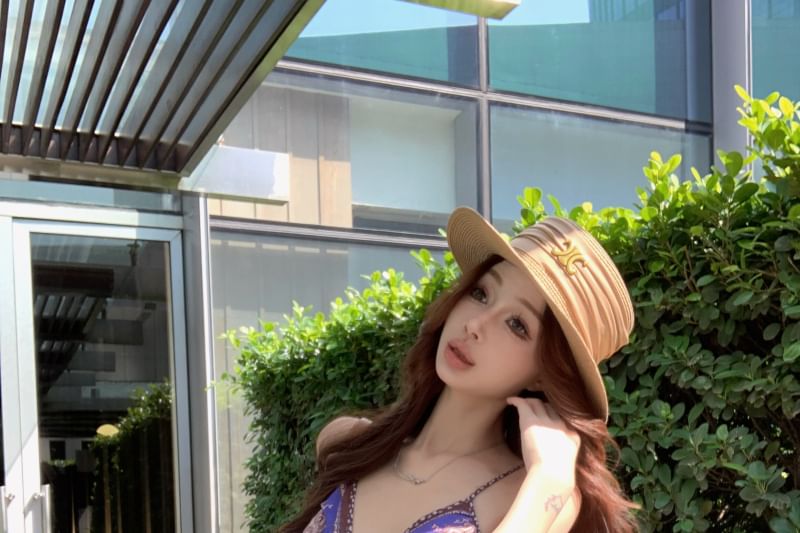 Top Camisole Peplum Print V-Neck Paisley