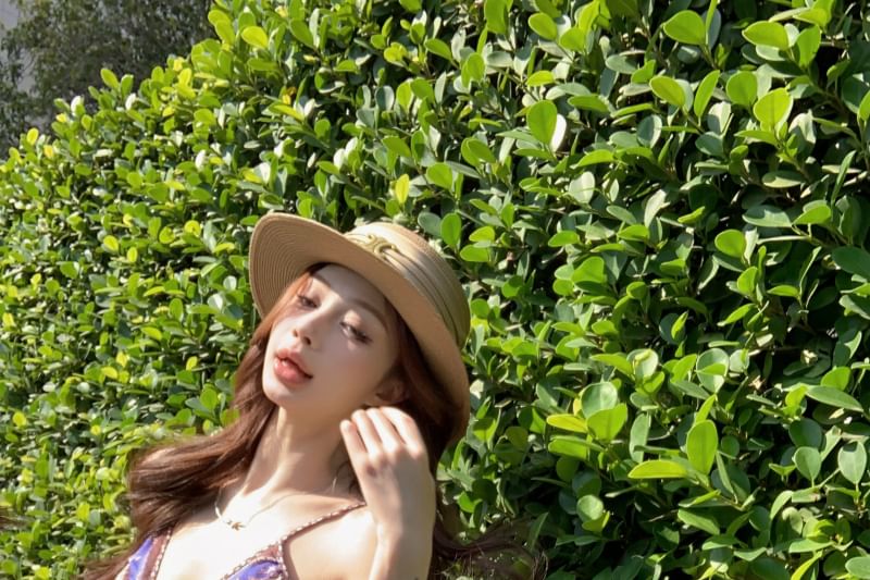 Top Camisole Peplum Print V-Neck Paisley