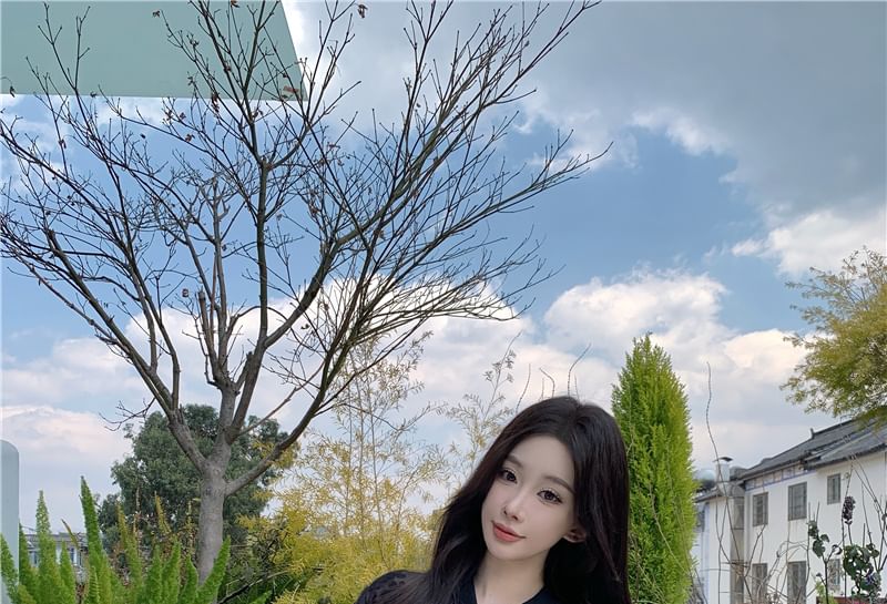 Flower Zip Sheer Jacket Embroidered