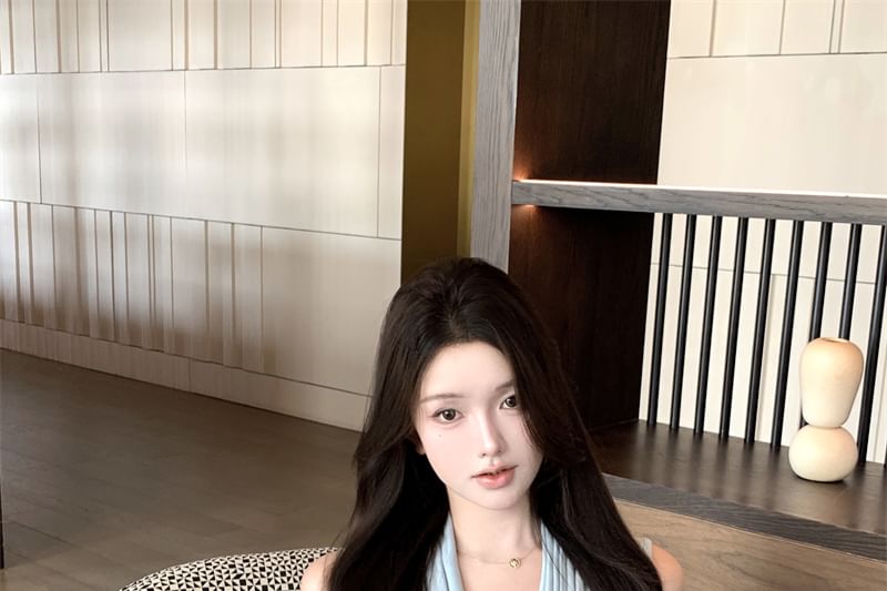 Top Tie-Neck Plain Tank