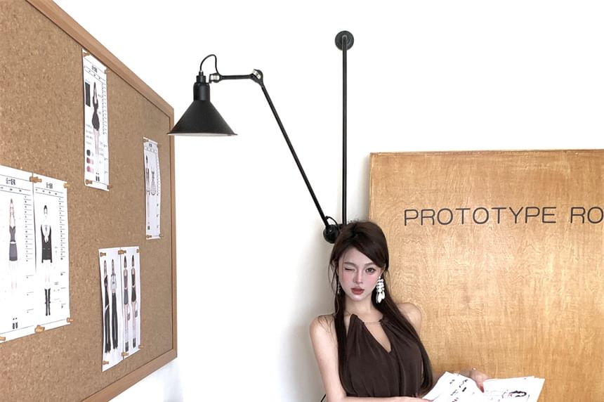 Halter Mini Asymmetrical Bodycon Plain Dress