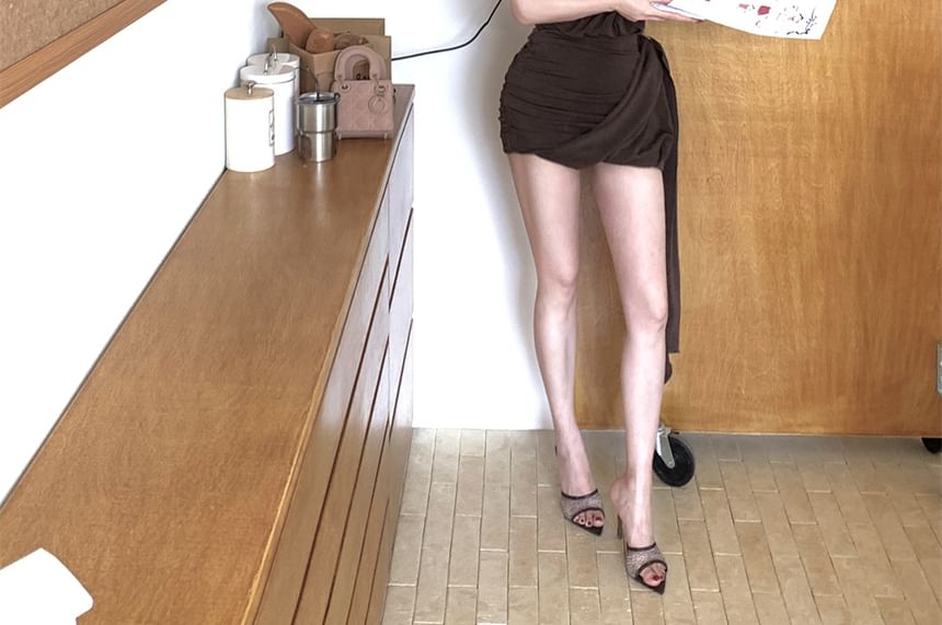 Halter Mini Asymmetrical Bodycon Plain Dress