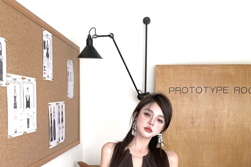 Halter Mini Asymmetrical Bodycon Plain Dress