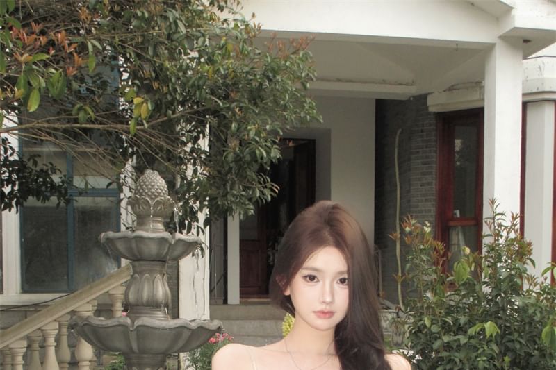 Camisole Floral Bow Ruffled Print Top