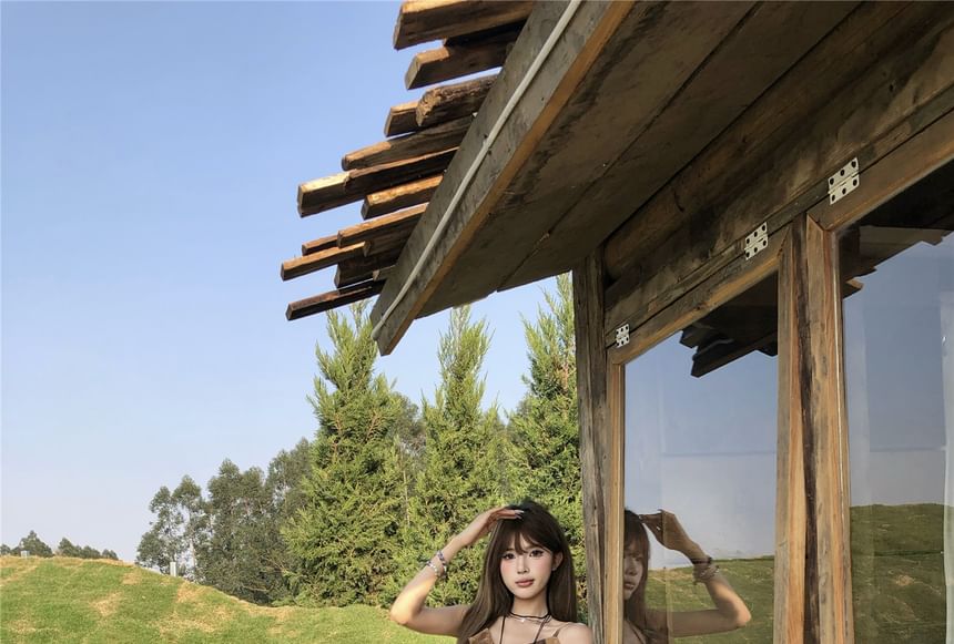 Asymmetrical Printed Top Camisole Ruffled