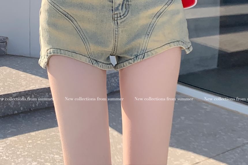 Denim Waist Washed Shorts High
