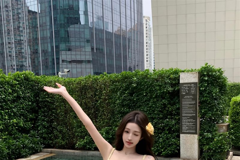 Ruffled Crop Wide / Pants Top Waist Shirred Leg Camisole Plain Mid