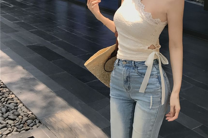 Top One-Shoulder Lace Crop