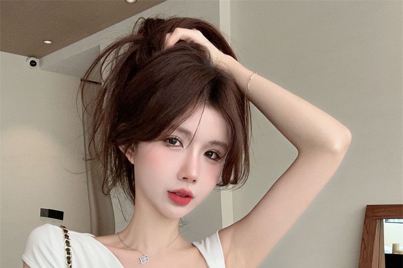 One-Shoulder Plain Buckled Asymmetrical Crop Top