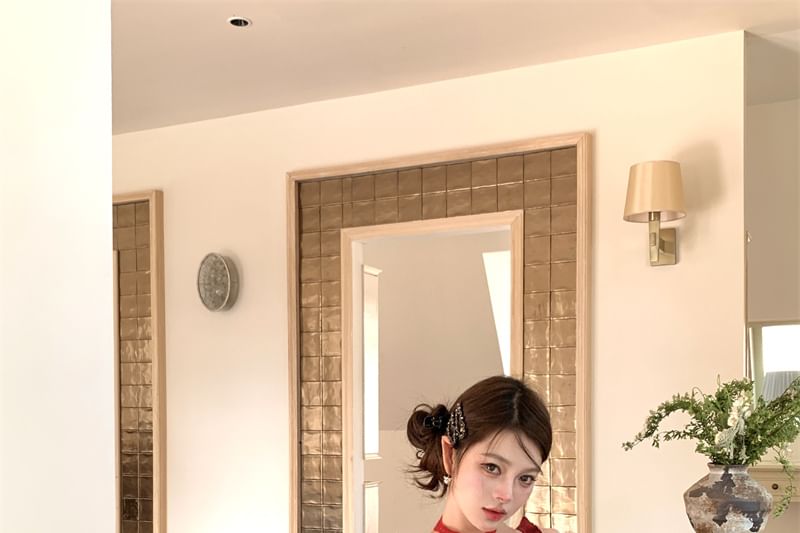 Cami Mini High Asymmetrical Floral Skirt / Pencil Waist Ruffled Top