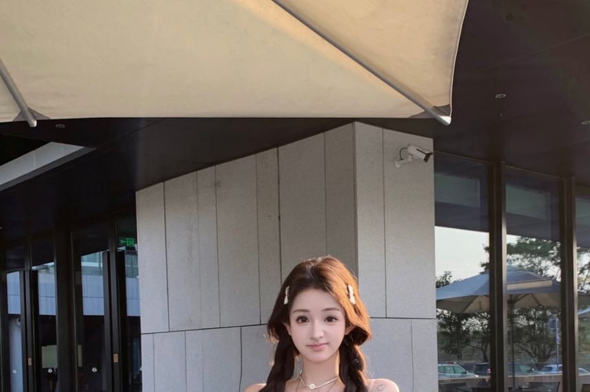 A-Line Spaghetti Print Dress Strap Shirred Mini Floral