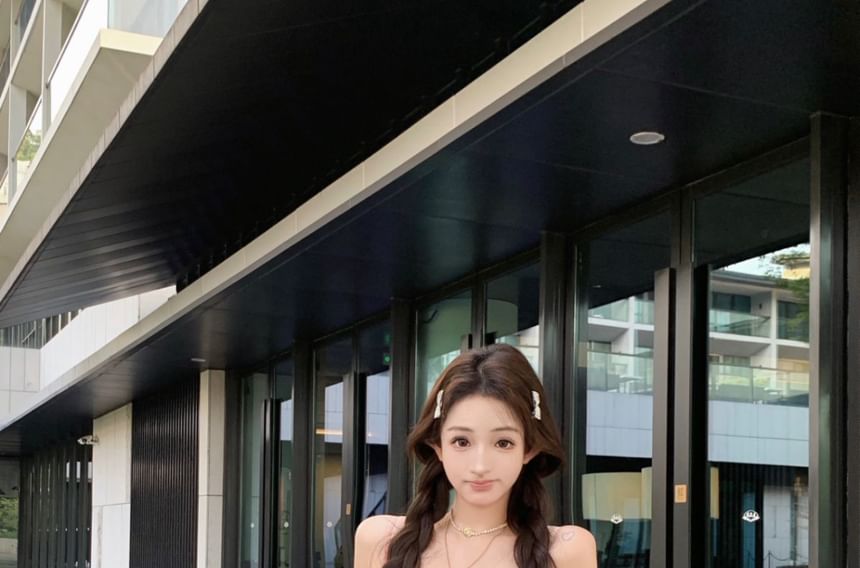 A-Line Spaghetti Print Dress Strap Shirred Mini Floral